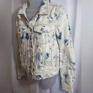 FREE People Rumors Denim Jacket in Jones Tie Dye Blue‎ Size Small EEUC 0436 thumbnail 7