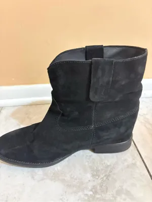 Anthropologie Hidden Heel Black Suede Ankle Boots thumbnail 4