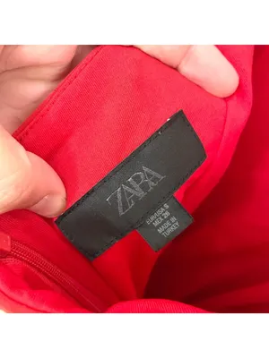 Zara Short Halter Godet Dress Size S Red 3067/350/600 thumbnail 3