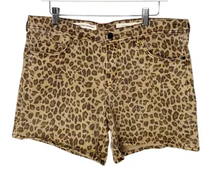 Pilots and the Letterpress Hyphen Leopard Print Denim Shorts Size 30/10 thumbnail 1