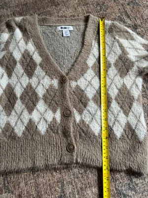 William Rast Cozy Fuzzy Argyle Cardigan Size Small thumbnail 5