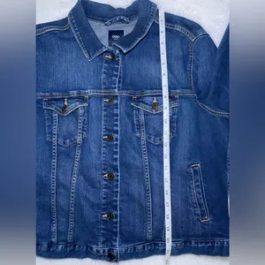 GAP Women's Icon Denim Trucker Jacket Medium Indigo Wash Stretch Size XL thumbnail 7