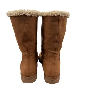 Old Navy‎ Womens Faux Suede Mid Calf Boots Brown Faux Fur Trim Side Zip Size 9 thumbnail 3