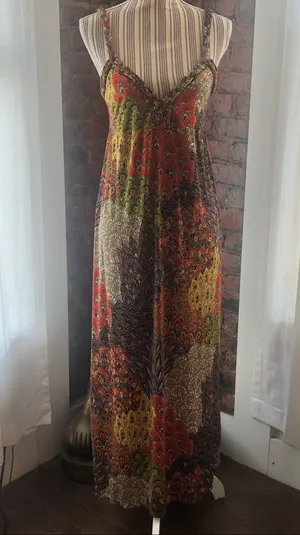 Moa Moa colorful paisley print summer dress size M thumbnail 1