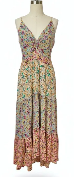 Angie Floral Peekaboo Twist Tiered Maxi Dress L Multicolor thumbnail 1