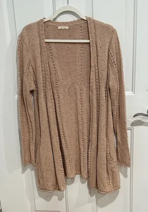 Women's Open Front Knit Cardigan Sweater - Tan thumbnail 1