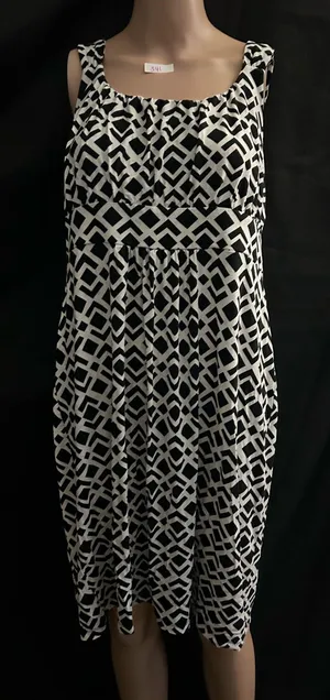 Ann Taylor Black & White Geometric Sleeveless Women’s Dress LG thumbnail 1