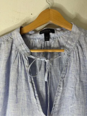 J Crew Linen Doris Tunic‎ Top Mini Dress Blue Size Small thumbnail 3