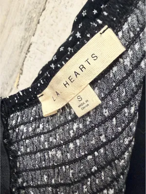 L.A. HEARTS Womens S Black White Ditsy Floral Puff Dress thumbnail 7
