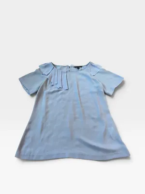 Banana Republic Pale Blue Ruffle-Trim Short Sleeve Blouse thumbnail 4