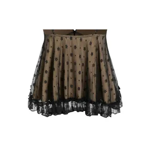 Cider NWT Sexy Floral Lace V Neck Ruffle Cami Stretch Top Adjustable Strap M Black Tan thumbnail 8
