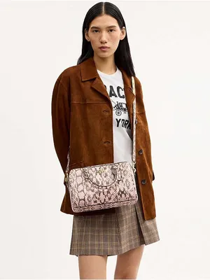NEW Coach Rowan Pink Snakeskin Embossed Leather Satchel NWT thumbnail 8