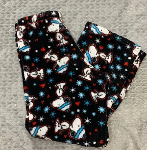 Peanuts Snoopy Fleece Black Pajama Pants Size S thumbnail 1