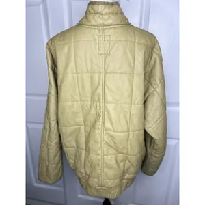 Free People Quilted Vegan Leather Jacket L Sage Green Puffer Funnel Neck Zip Up thumbnail 4