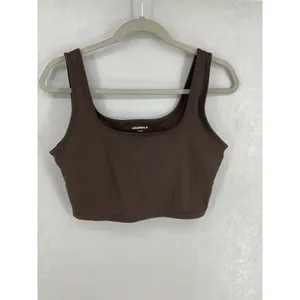 Adanola Womens Tank Top Brown Square Neck Activewear Cropped 3XL thumbnail 2