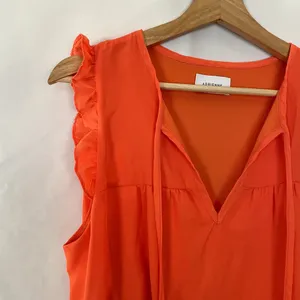 Adrienne bright orange sleeveless summer‎ sundress women's size large frilly thumbnail 2