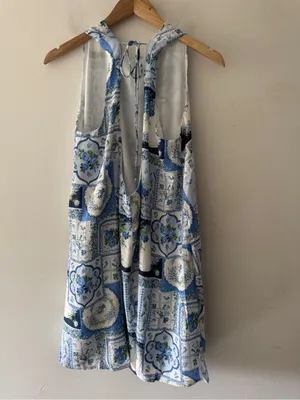 NEW!! Abercrombie & Fitch Blue Floral‎ Patchwork Summer Dress thumbnail 5