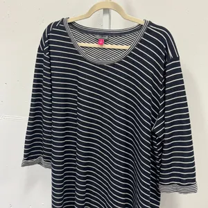 Vince Camuto Womens 3X Navy Blue White Striped 3/4 Sleeve Knit Top Nautical thumbnail 3