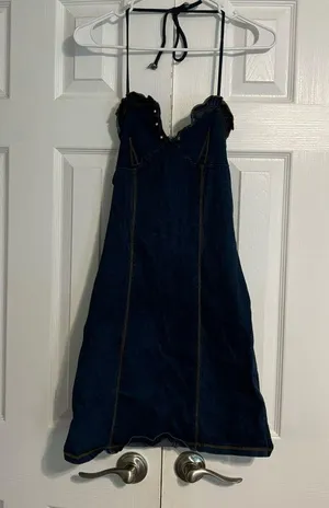 Vintage Dark Wash Denim Mini Dress thumbnail 2
