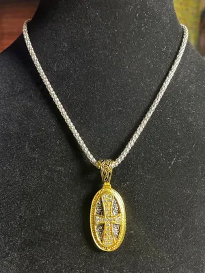 Vintage Necklace Trinity Broadcasting Network Cross Dual Tone Pendant thumbnail 1