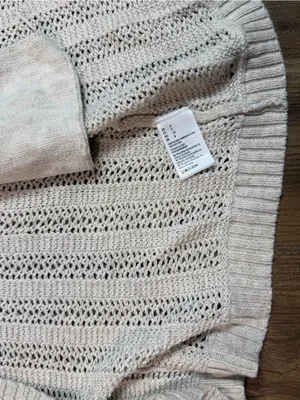 American Eagle Outfitters Natural-Cream Open Front Pointelle Cardigan thumbnail 3