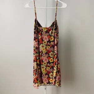 SHEIN sz M Floral Print Mesh Cami‎ Dress Lettuce Hem Mini Dress 90s style Y2K thumbnail 10