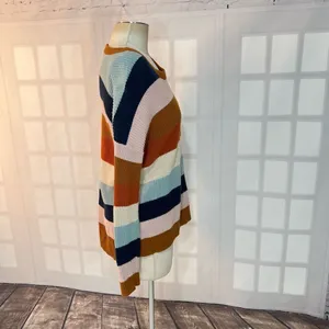 Madewell Thompson Heather Fawn Pocket Rainbow Stripe Pullover Sweater Size Small thumbnail 7