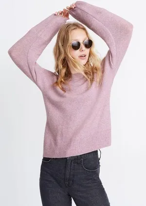 Madewell Payton Pullover Sweater in Coziest Yarn Heather Lilac L thumbnail 1