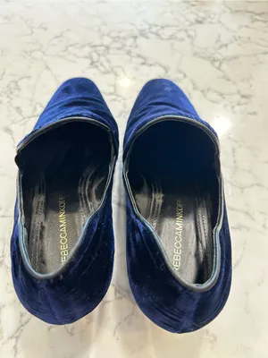 Rebecca Minkoff Navy Blue‎ Velvet Low Heel Loafers Size 7 thumbnail 5