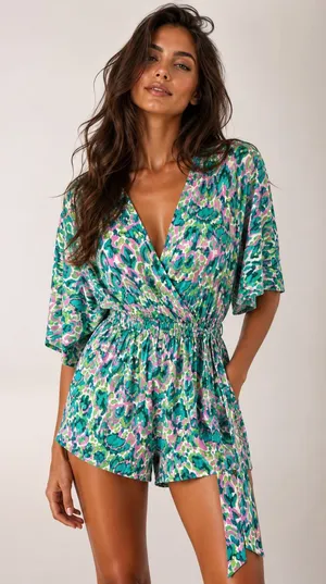Cupshe Bright Abstract Shorts Romper Jumpsuit Vaca Resort Tropical Spring Summer thumbnail 1