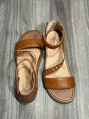 BRIOSO Tan Leather Ankle-Strap Comfort Sandals thumbnail 13