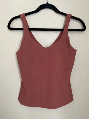 Beyond Yoga Impulse Ribbed Classic Tank Size Small Terracotta Rust V Neckline thumbnail 7