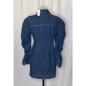 NWT! Anthropologie PILCRO Long-Sleeve Button-Front Seamed Denim Mini Dress Small thumbnail 9