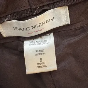 Isaac Mizrahi for Target Brown Linen Pinstriped Blazer Pants Suit Jacket Sz 8 thumbnail 7