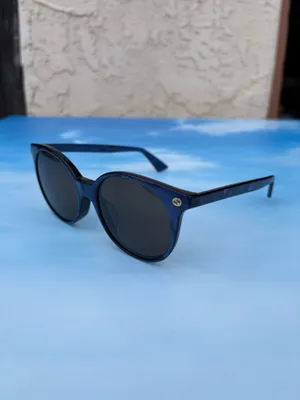 Gucci GG0091SA 004 urban round blue tortoiseshell acetate frame sunglasses brown lenses thumbnail 8