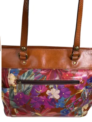 EUC Patricia Nash Leather Bolsena Shoulder Bag Summer Florals Retail $229.00 thumbnail 2