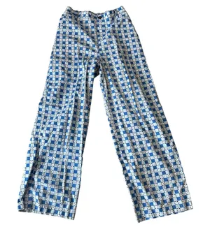 Wild Fable NWOT Blue & White Checkered Flower Pants Women Size Small Medium thumbnail 1