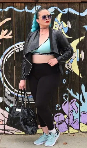 2X pLeather crop zip up long sleeve blouse thumbnail 2