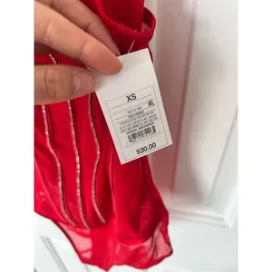 Auden Intimates Women's Mesh Bodysuit Thong Lingerie Red Size XS thumbnail 3