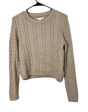 American Eagle Tan Cable Knit Sweater Size Large‎ thumbnail 1