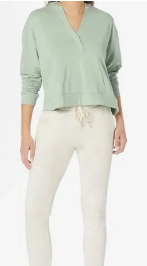 Sweaty Betty Restful After Class Hoodie Sage Green V-Neck Thumbhole Sweatshirt S thumbnail 1
