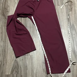 Urbane Straight-Leg Scrub Set in Burgundy with Blue Trim thumbnail 9