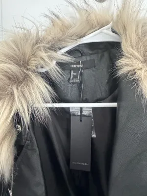 Black leather jacket with Fur  thumbnail 2
