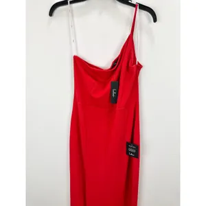 Lulus Keeper of My Heart Red One-Shoulder Maxi Dress Formal Stretch XL NWT thumbnail 6