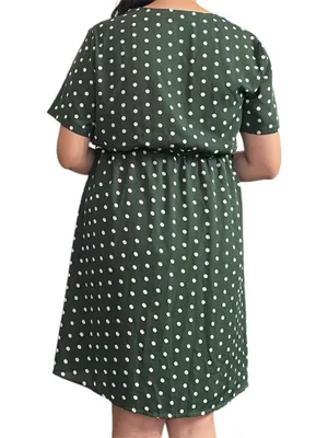 Green white polka dot dress. Size L thumbnail 3
