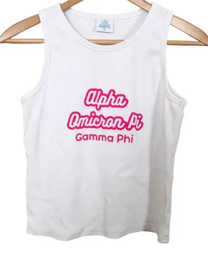 💥 Alpha Omicron Pi Gamma Phi White Cropped Top Size XL thumbnail 1