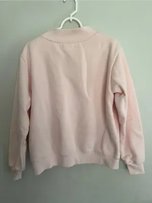 Parke Heart Varsity Mockneck Sweatshirt In Peony And Denim Size S/M thumbnail 4
