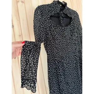 NEW Women's Heart Neck Long Sleeve Polka Dot Cocktail Mini Dress Sz Small thumbnail 5