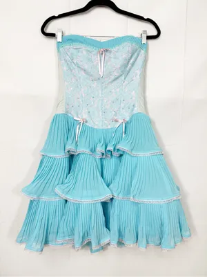 Betsey Johnson Vintage 90s 2000s Y2K Cupcake Tea Party Tiered Ruffle Dress Mini thumbnail 2