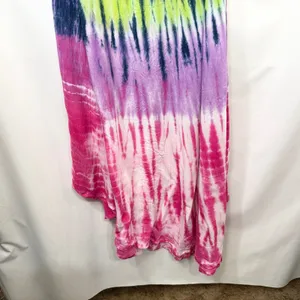 Beach by Exist OS Midi Dress Tie Dye Handkerchief Green Purple Pink Rayon‎ 275 thumbnail 6